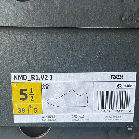 Adidas NMD R1 V2 J “All Over Print” Yellow Black Sneaker Size 5.5 Kids New - Picture 7 of 11